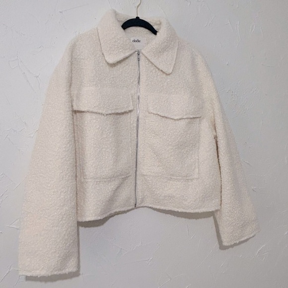 Elodie Women's Minimalist Cozy Full Zip Boucle Cream Jacket Sz XL - Picture 8 of 12